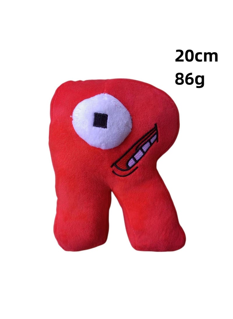 1-Pieces Alphabet Doll Funny Emojis Cotton Number Plush Toy Red-R 