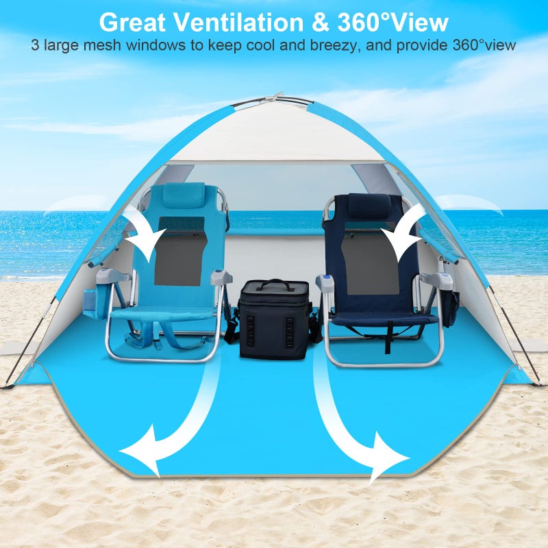 Gorich Beach Tent Sun Shelter for 3/4/6/8/10 Person with UPF 50ï¼‹ UV Protection, Lightweight & Easy Setup Beach Shade Canopy, Portable Beach Shade Tent Beach Cabana - Image 4