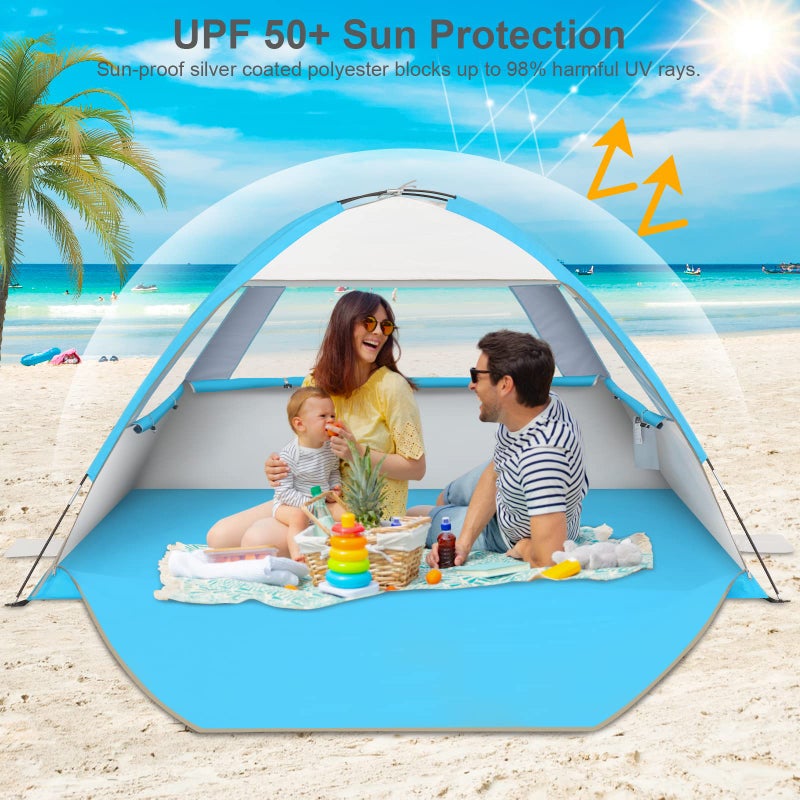 Gorich Beach Tent Sun Shelter for 3/4/6/8/10 Person with UPF 50ï¼‹ UV Protection, Lightweight & Easy Setup Beach Shade Canopy, Portable Beach Shade Tent Beach Cabana - Image 3