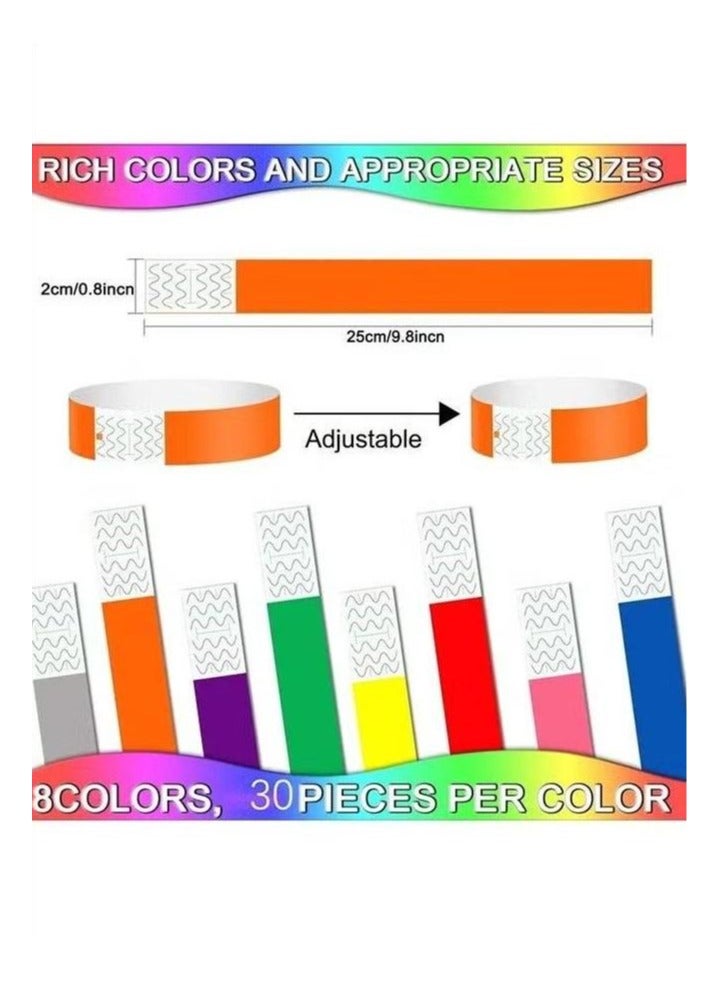 240 Pcs Paper Wristbands Neon Wrist Bands Waterproof Hand Bands for Events Lightweight Concert Wristbands Neon Colored Adhesive Wristbands for Party - Image 2