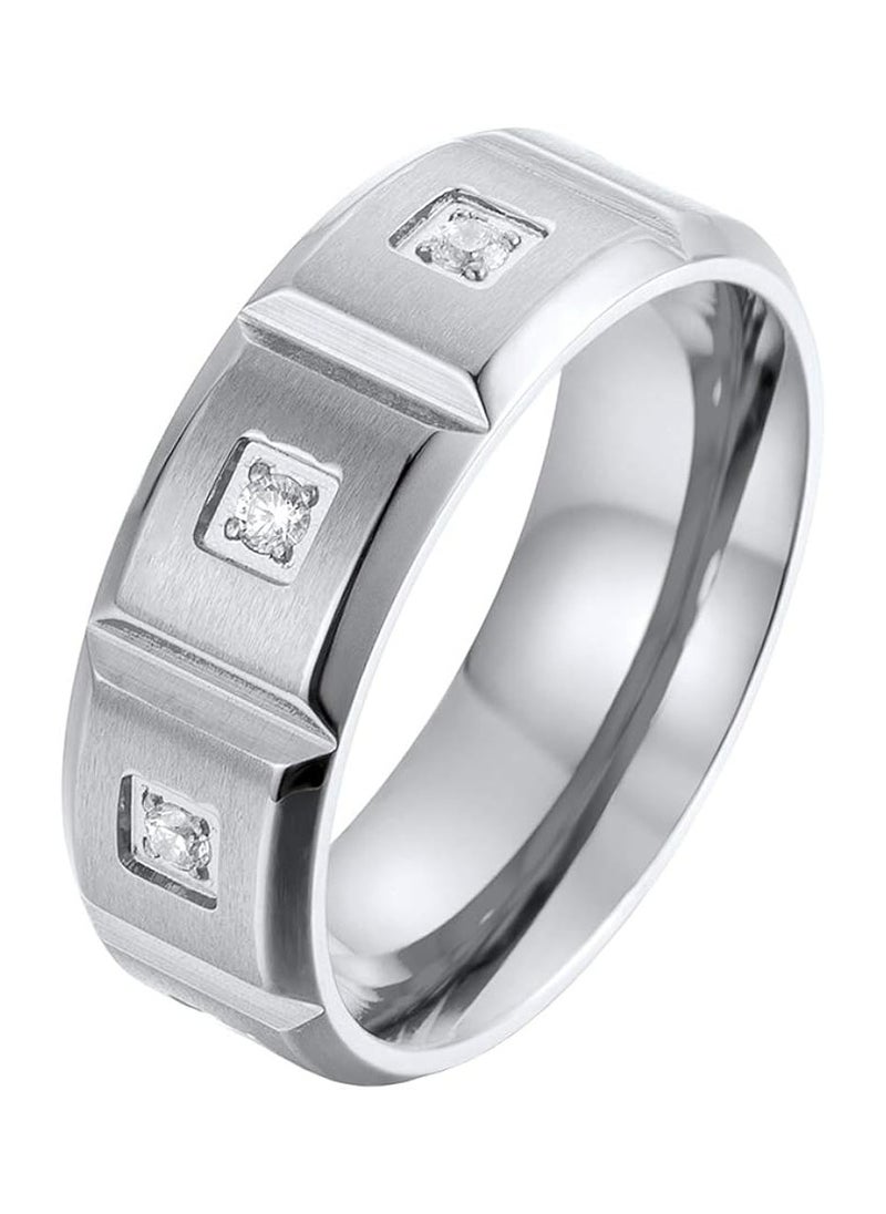 RARELY - Matte White Gold Plated Titanium Steel Mens Ring Wedding Band Man Ring - Image 1