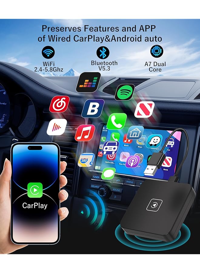 Generic Wireless Carplay Adapter For Oem Wired Carplay To Wireless Connection Plug And Play Dongle,Keep Original Control 5Ghz Wifi Low Latency  - Image 5