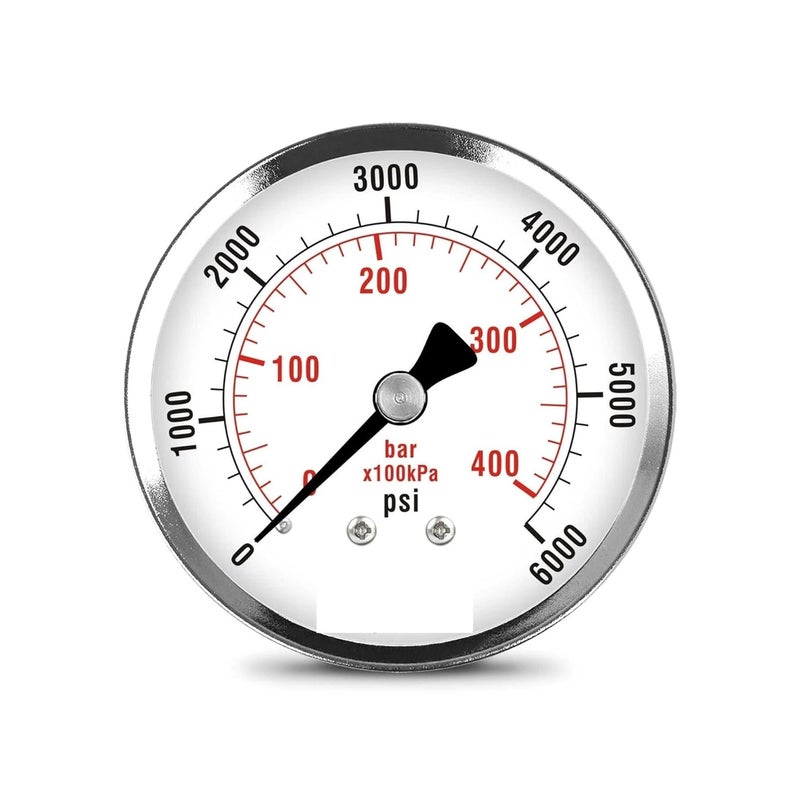 2-1/2" Pressure Gauge - Chrome Steel Case, 1/4" NPT, Back MNT. 6000 PSI - Image 1
