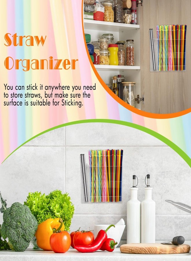 mzfoo Acrylic Straw Holder, Straws Holder with Double Sided Adhesive Tape for Cabinet Straw Organizer Storage Container for Counter Cabinet Cupboard Kitchen (Clear) - Image 5