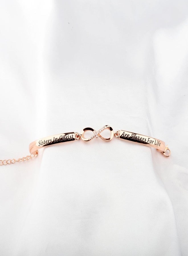 اكتاب سوار ديني مسيحي من أكتاب، مكتوب عليه "الأخوات المسيح أخوات مدى الحياة"، هدية مثالية للتعميد للنساء (سوار مسيحي). - Image 3