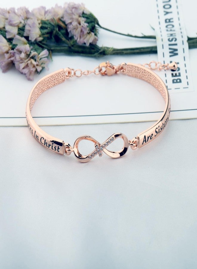 اكتاب سوار ديني مسيحي من أكتاب، مكتوب عليه "الأخوات المسيح أخوات مدى الحياة"، هدية مثالية للتعميد للنساء (سوار مسيحي). - Image 2