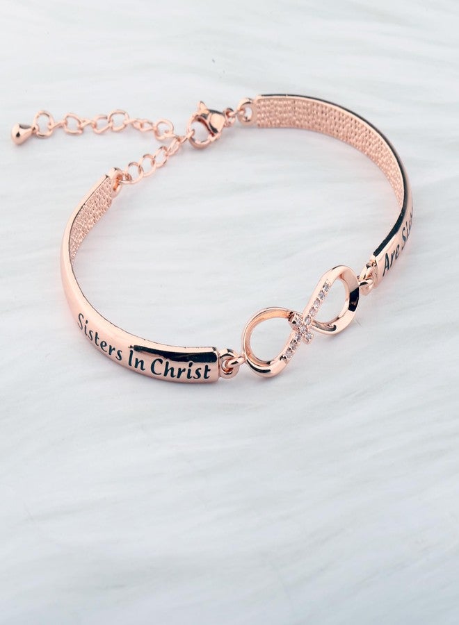 اكتاب سوار ديني مسيحي من أكتاب، مكتوب عليه "الأخوات المسيح أخوات مدى الحياة"، هدية مثالية للتعميد للنساء (سوار مسيحي). - Image 4
