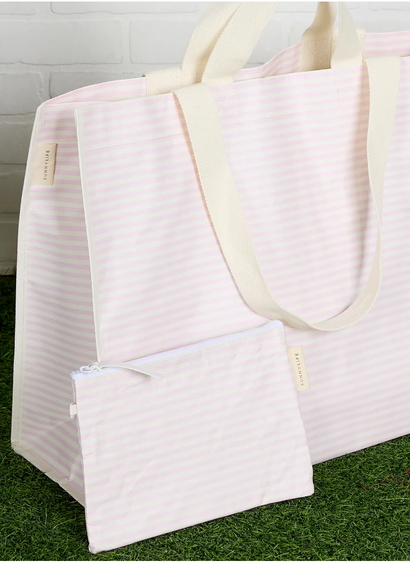 ساني لايف Carryall Beach Bag Lazy Days Pink Stripe