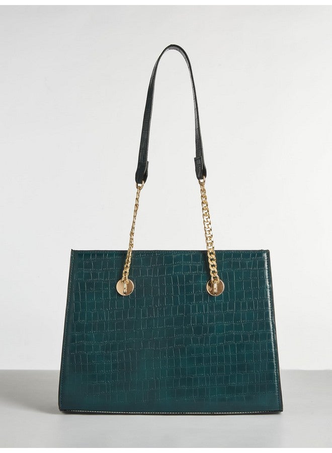 Fargo Elevate Croco Textured Vegan Leather Handbag for Women | RFID Pocket, Magnetic Closure, Stylish Handle | Party, Casual, College Use | Made in India (Green) - Image 5