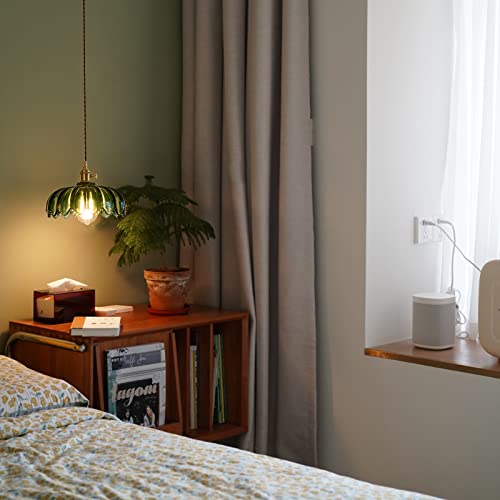 XZHGCEE Plug in Pendant Light Fixtures: Hanging Light Plug in Green Glass Hanging Lamp, Pendant Lighting for Kitchen Island, Bedroom, Dining Room, Living Room, E26 No Bulb - Image 5