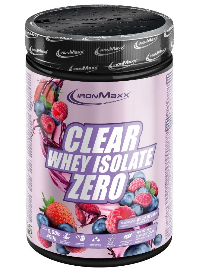 IronMaxx CLEAR 100% WHEY ISOLATE ZERO | 400g | Wild Berries Flavor, Refreshing & Sugar-Free Protein - Image 1