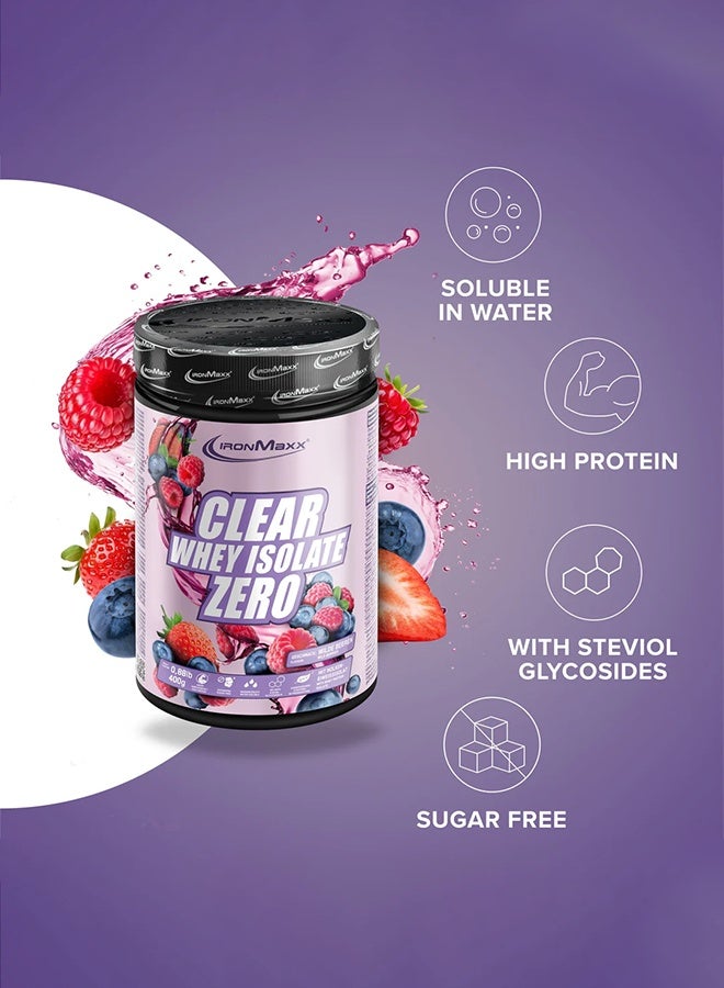 IronMaxx CLEAR 100% WHEY ISOLATE ZERO | 400g | Wild Berries Flavor, Refreshing & Sugar-Free Protein - Image 3