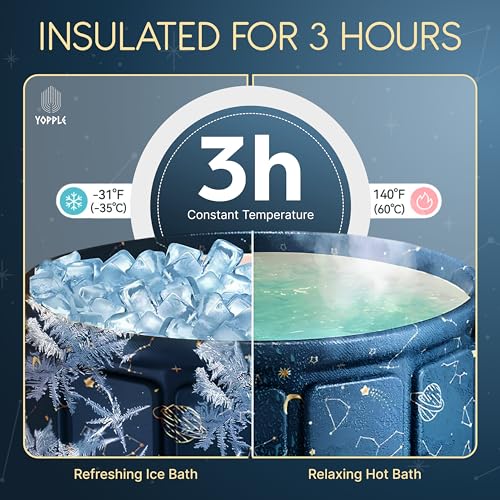 Yopple Foldable Soaking Tub for Adults, Portable Ice Bath Tub for Cold Water Therapy, Freestanding Foldable Bathtub for Shower, Spa, Outdoor Plunge Use (Planet Blue) - Image 5