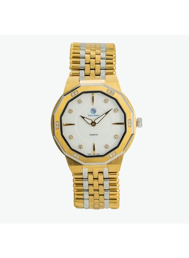 Opera House Luxury Men’s Diamond Analog Watch – 12 Natural Diamonds (1.2–1.25mm SI2 GH) Dial, 42mm Two-Tone Gold Stainless Steel Case & Band, Crystal Glass, Quartz Movement, 3ATM Water Resistant - Image 1
