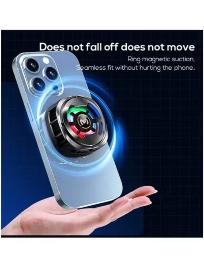 Memo CX06 Magnetic Phone Cooler Fan with Colorful RGB Lights – Ultra-Quiet Portable Air Cooler for Gaming, Streaming & Charging – Fast Cooling Radiator Using Advanced Semiconductor Technology – Snap-On Magnetic Mount Compatible with iPhone, Android & All Smartphones – Effective Heat Control and Battery Protection Mobile Radiator  - Image 3