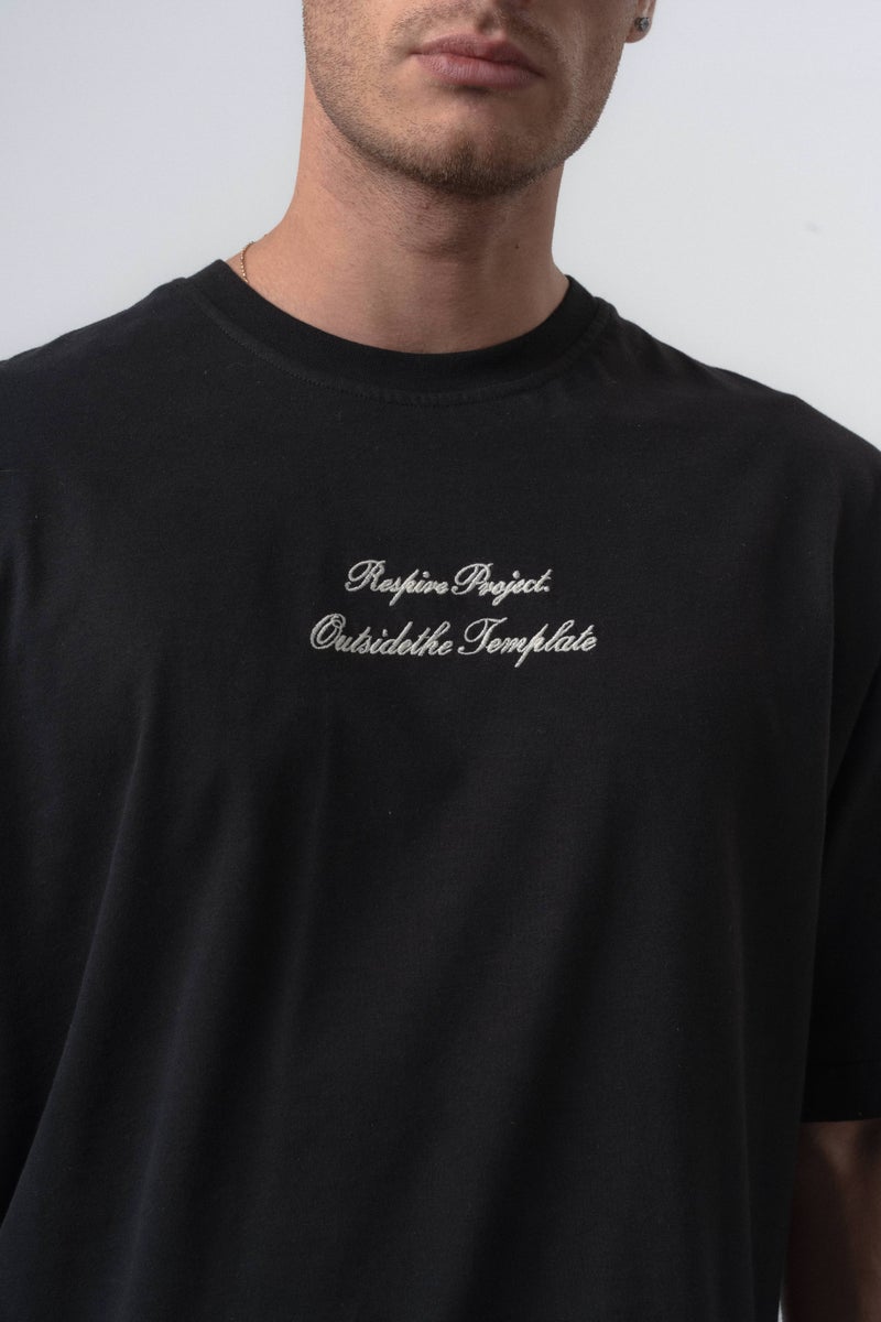 RESPIRE Men's Far From Basic Embroidered Oversize T-Shirt, Black - Image 5