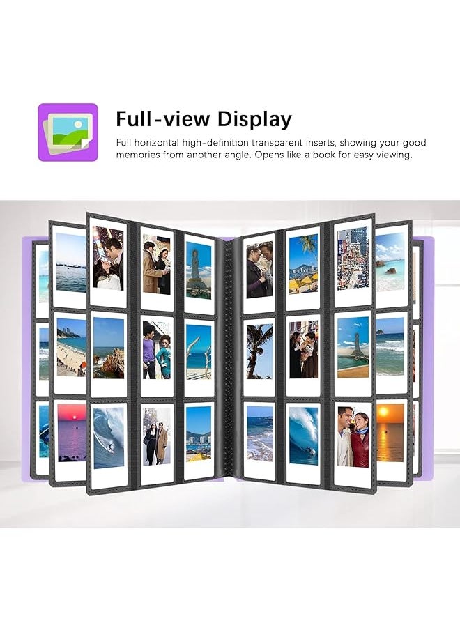 Photo Album For Fujifilm Instax Mini Camera 432 Pockets Photo Album Elastic Solid Color Large Capacity Photo Album Polaroid Book Album Large For Polaroid Snaptouch Instant Camera Purple