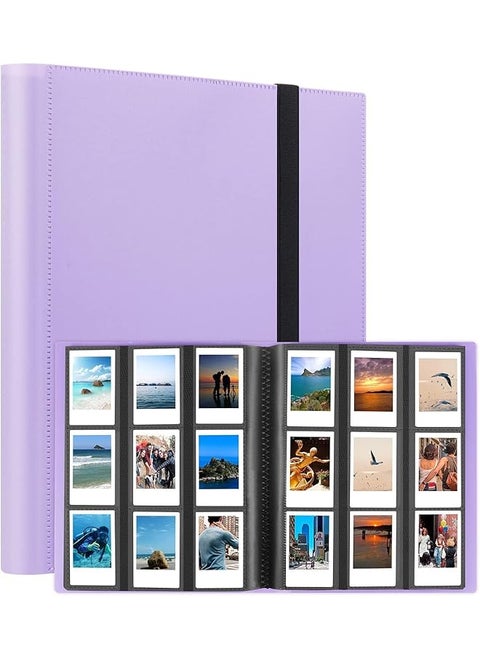Photo Album For Fujifilm Instax Mini Camera 432 Pockets Photo Album Elastic Solid Color Large Capacity Photo Album Polaroid Book Album Large For Polaroid Snaptouch Instant Camera Purple