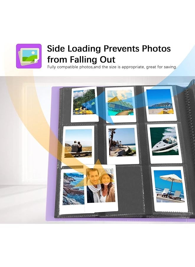 Photo Album For Fujifilm Instax Mini Camera 432 Pockets Photo Album Elastic Solid Color Large Capacity Photo Album Polaroid Book Album Large For Polaroid Snaptouch Instant Camera Purple