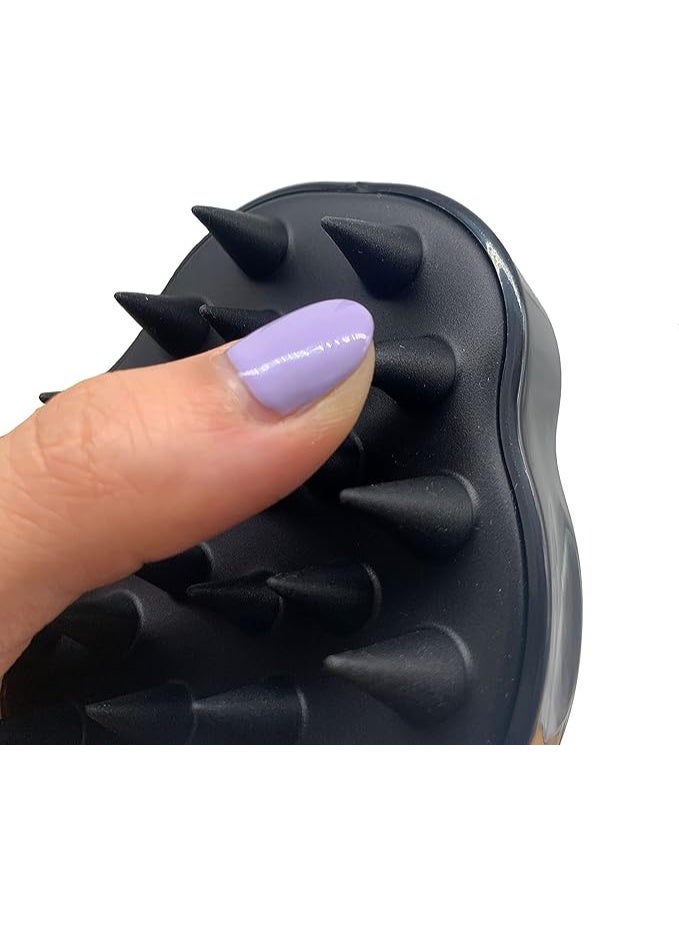 فرشاة شامبو لتدليك فروة الرأس، فرشاة غسيل الشعر للعناية بفروة الرأس، مشط سيليكون (أسود) - Image 4