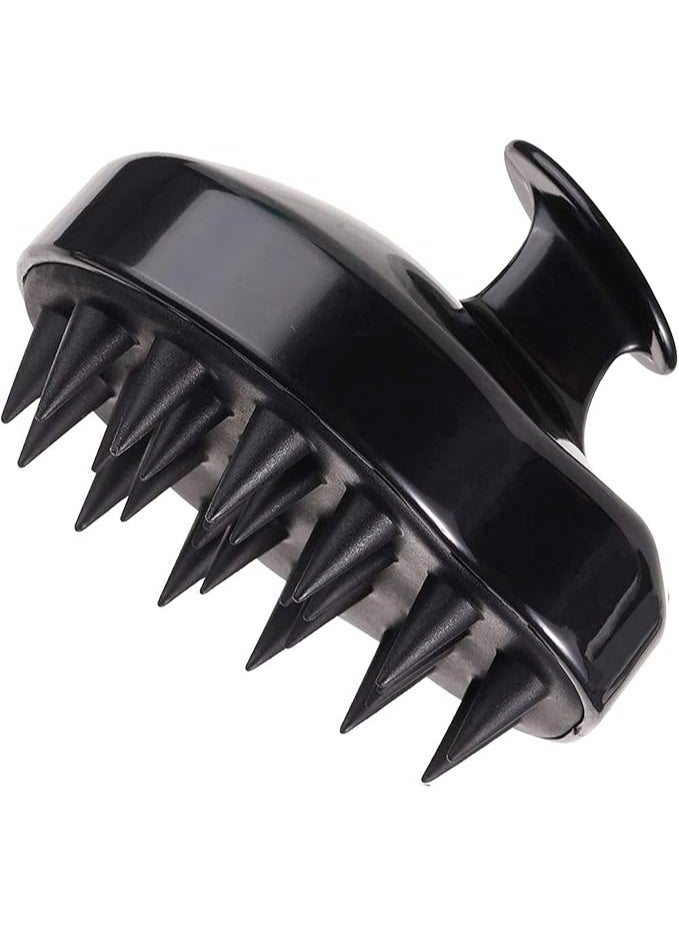 فرشاة شامبو لتدليك فروة الرأس، فرشاة غسيل الشعر للعناية بفروة الرأس، مشط سيليكون (أسود) - Image 2