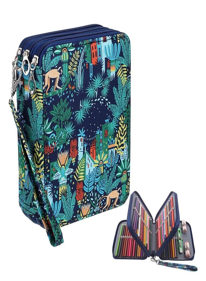 Climberty® Large Capacity Pencil Pouch with 78 Elastic Loops, Multi Layer Zipper Stationery Organizer Bag, Cartoon Print Travel Pen Case for School, Art Supplies, Colored Pencils, 6.3"x7.87"x2.36" - Image 1