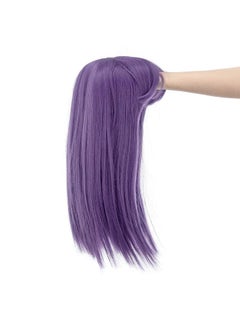 SWACC SWACC 14 Inches Short Straight Medium Shoulder Length Wig with Blunt Cut Bangs and Bottom End Synthetic Heat Resistant Hair Wigs for Women with Wig Cap (Dark Lavender Purple)  - Image 5