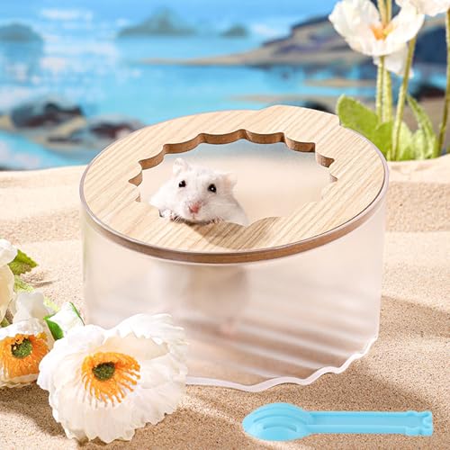 Marchul Hamster Sand Bath Container, Hamster Sand Bath Box with Cleaning Scoop, Transparent Hamster Bathtub Bathroom Toilet, Easy to Clean, Hamster Litter Box for Dwarf Hamster, Syrian Hamster, Gerbil - Image 1