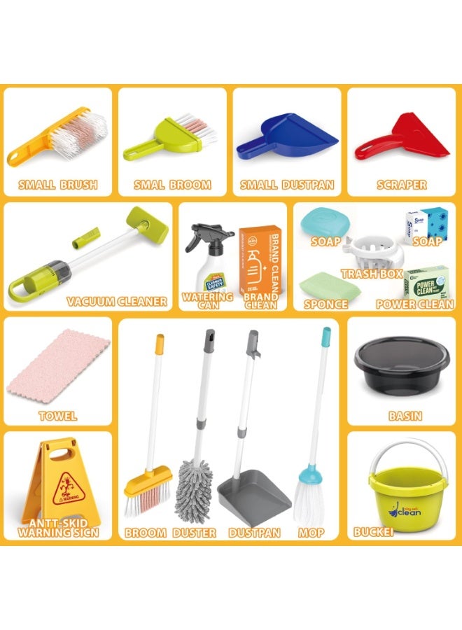 LBMT Kids Cleaning Set,29 PCS Toddlers Pretend Play Housekeeping Supplies Kits with Real Working Vacuum Cleaner, Broom, Spray Bottle, Dust Pan and More Role Play Educational Toys for Toddler Boys Girls (Red) - Image 5