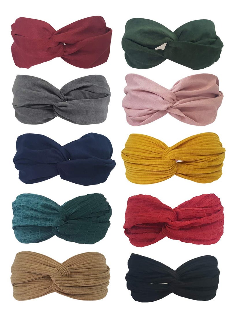 GETACOTA - QiKoKo 10 Pack Headbands for women Boho Bands Twisted Headband Criss Cross Head wraps Bows Hair Accessories for Women and Girls 10pack_204 - Image 1