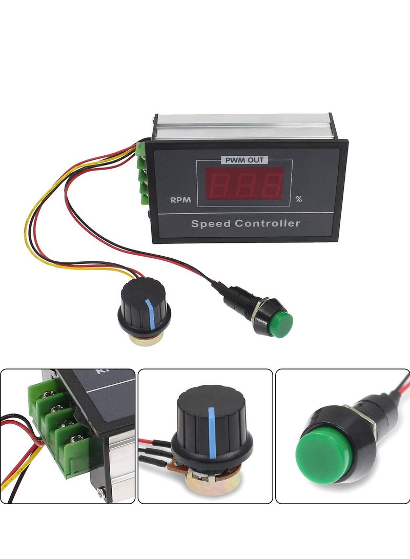 KASTWAVE PWM DC Motor Speed Controller DC660V 6V/ 9V/ 12V/ 18V/ 24V/ 36V/ 48V/  30A, PWM DC Motor Stepless Speed Regulation Start Stop Switch with Digital Display - Image 1