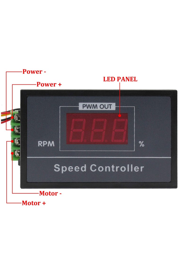 KASTWAVE PWM DC Motor Speed Controller DC660V 6V/ 9V/ 12V/ 18V/ 24V/ 36V/ 48V/  30A, PWM DC Motor Stepless Speed Regulation Start Stop Switch with Digital Display - Image 4