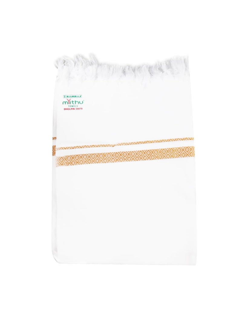 RAMRAJ COTTON Cotton White Bath Towel Kiwi - Image 1