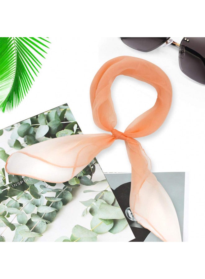 Fengek 9 Pcs Chiffon Scarf 27.6 Inch Square Solid Color Bandana Handkerchief Ribbon Scarves for Women Girls Multicolor 1 - Image 4