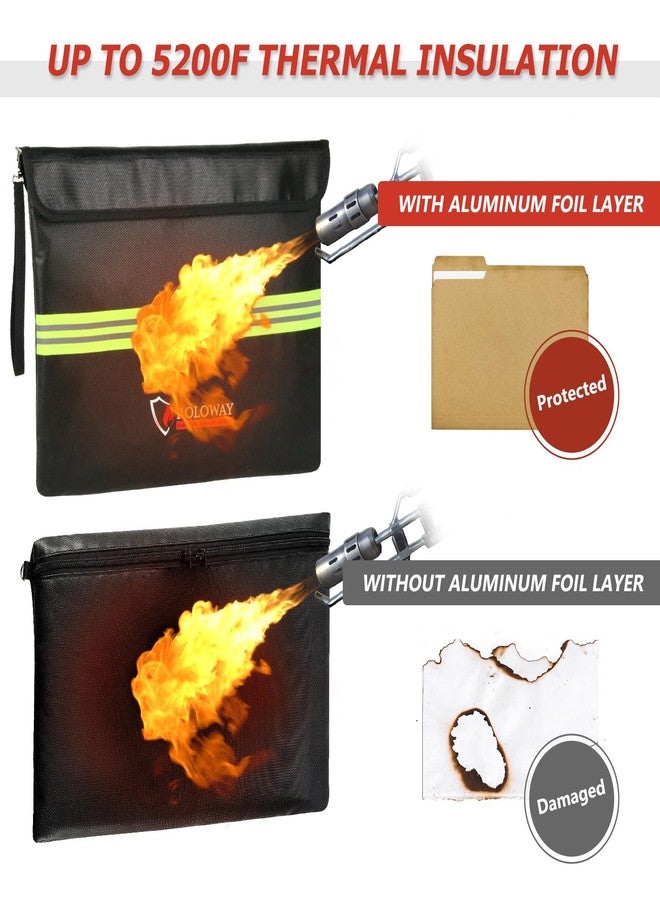 ROLOWAY Fireproof Document Bag (14 x 11 inch) with 5200℉ Upgraded Aluminum Foil Layer, Fireproof Bag for Documents with Reflective Strip and Zipper (Black) - Image 3