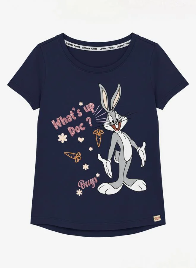 Looney Tunes Graphic Print Round Neck Fashion T-shirt