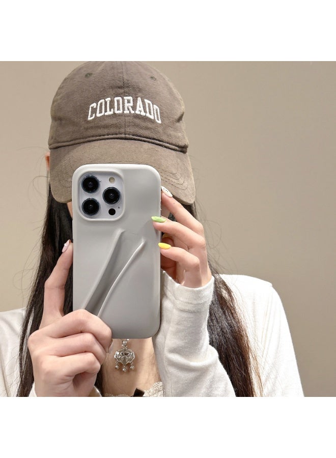 rhode 1 Pc Grey Silicone Phone Case with Stick-on 💄 Holder, Shockproof Protective Cover for iPhone 16 Pro Max, Fashionable and Creative Design, Ideal Gift for Women - Image 3