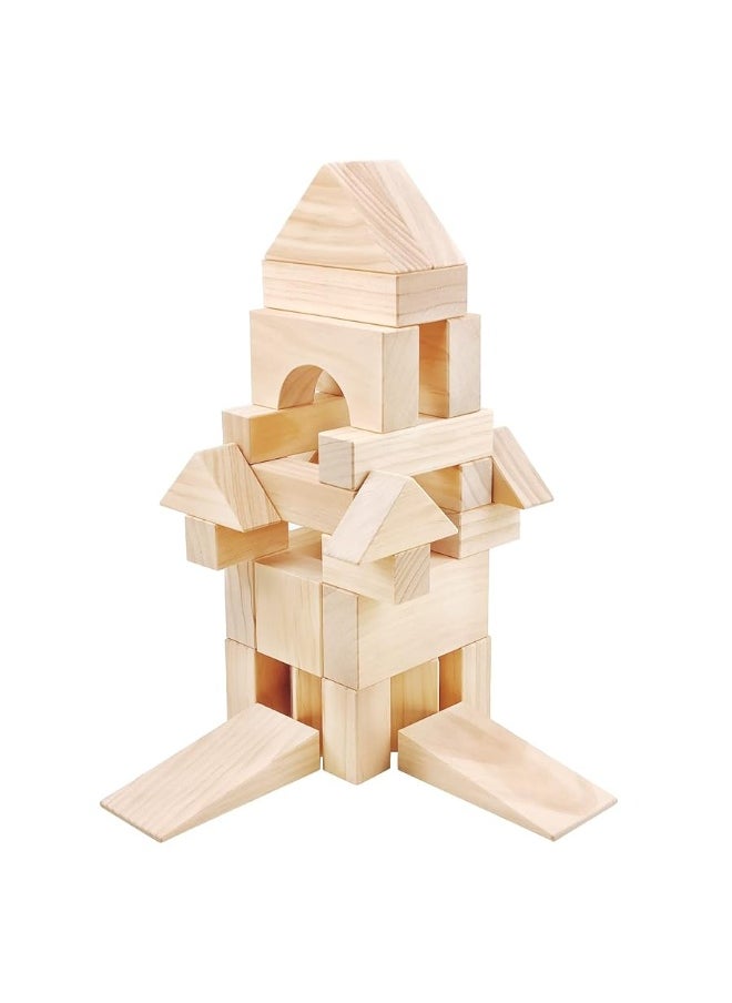 Onshine Large Wooden Blocks for Toddlers 1-3, 64 Pieces Big Wood Building Blocks Set with Wooden Storage Box, Large Toddler Blocks Building and Stacking Toys Construction Set  - Image 1