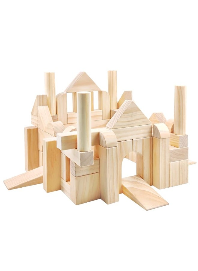 Onshine Large Wooden Blocks for Toddlers 1-3, 64 Pieces Big Wood Building Blocks Set with Wooden Storage Box, Large Toddler Blocks Building and Stacking Toys Construction Set  - Image 4