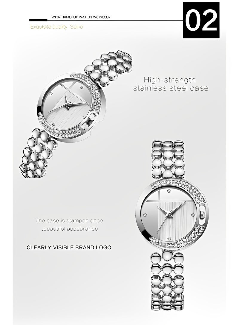 ريوكل ساعة نسائية مرصعة بالألماس مع سوار كوارتز وقرص قمري من الألماس وحزام ساعة من الفولاذ المقاوم للصدأ ومقاومة للماء للاستخدام اليومي - Image 5