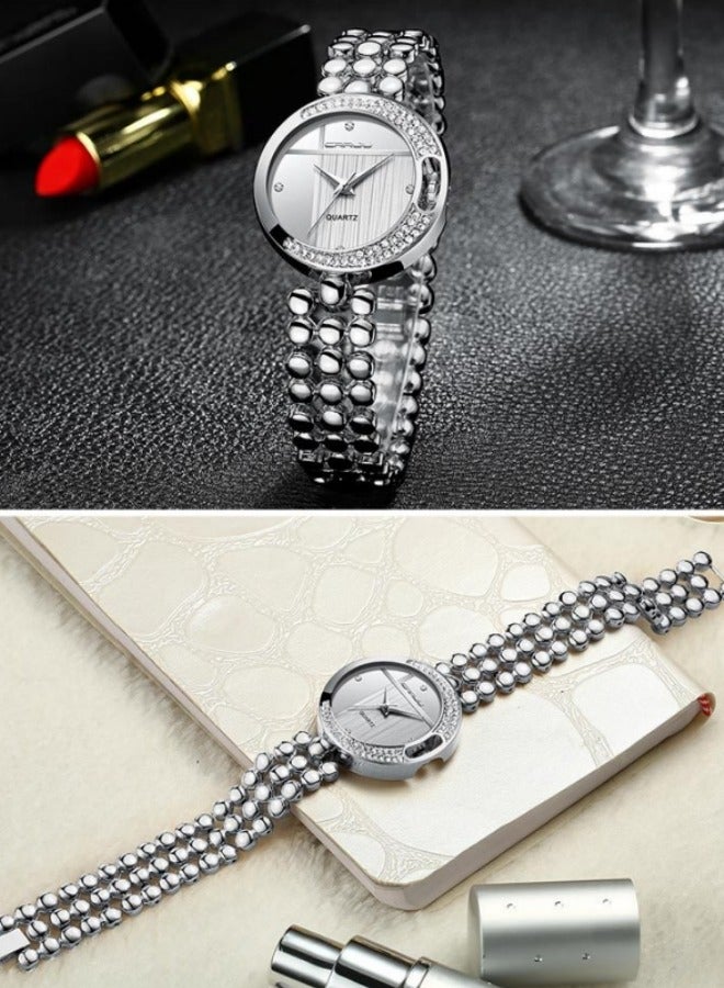 ريوكل ساعة نسائية مرصعة بالألماس مع سوار كوارتز وقرص قمري من الألماس وحزام ساعة من الفولاذ المقاوم للصدأ ومقاومة للماء للاستخدام اليومي - Image 2