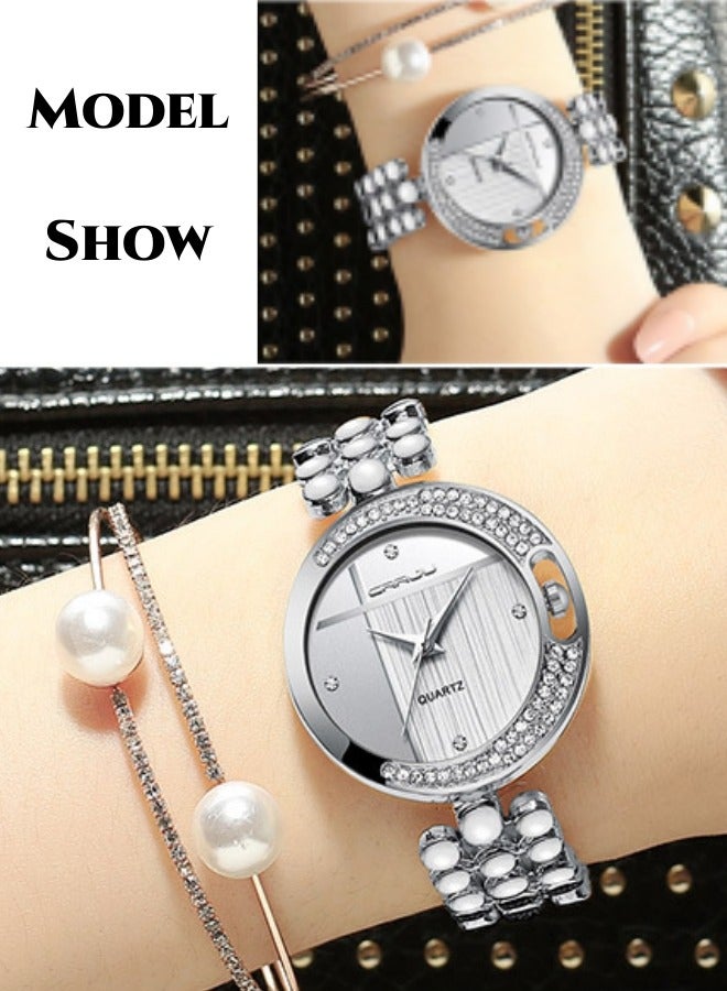 ريوكل ساعة نسائية مرصعة بالألماس مع سوار كوارتز وقرص قمري من الألماس وحزام ساعة من الفولاذ المقاوم للصدأ ومقاومة للماء للاستخدام اليومي - Image 3