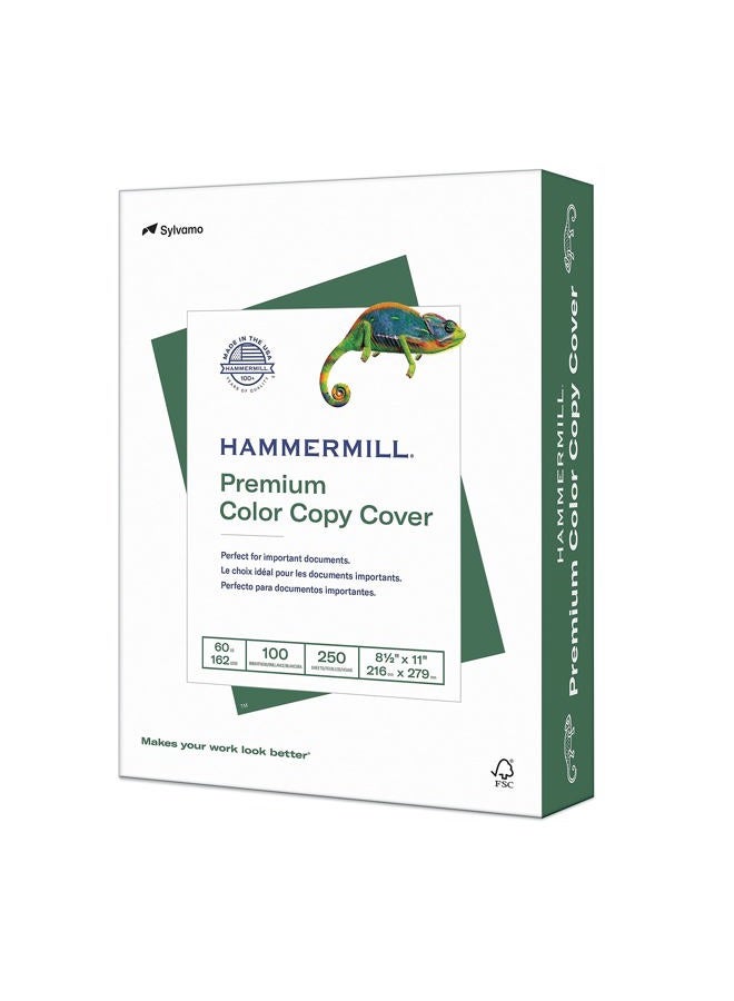 Hammermill Cardstock, Premium Color Copy, 60 lb, 8.5 x 11-1 Pack (250 Sheets) - 100 Bright, Made in the USA Card Stock, 122549R, White - Image 1