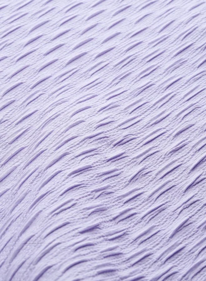 Freehand  Women Relaxed Fit Textured Crew Neck Short Sleeve Ruched Dress for Women | Best Price UAE