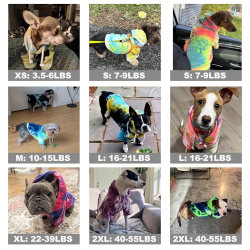 Mklhgty Tie Dye Dog Hoodie, Winter Coat for Small Dogs - Ultra-Soft Adjustable Warm Hood, Breathable Comfort Fabric for Daily Use - Image 2
