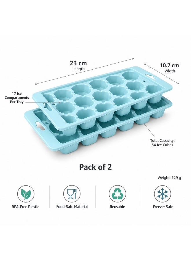 Titiz Plastik تيتيز طقم قوالب ثلج توين فريزر 2 قطعة 34 مكعب بلاستيك آمن للأغذية وخالٍ من بي بي إيه قابل لإعادة الاستخدام للماء والعصائر (تركواز) - Image 5