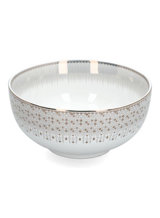 Easy Life Microwave Safe Sleek Design Round Serving Bowl White and Gold