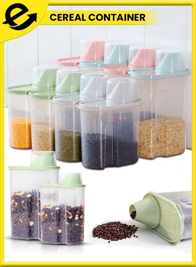 Eoptify مجموعة حاويات حبوب 8 قطع حاوية تخزين محكمة الإغلاق، صندوق منظم خالي من التسرب لتخزين الطعام للمطبخ، صندوق تخزين 2.5 لتر و 1.9 لتر، موزع طعام بلاستيكي خالي من BPA للأرز - Image 1