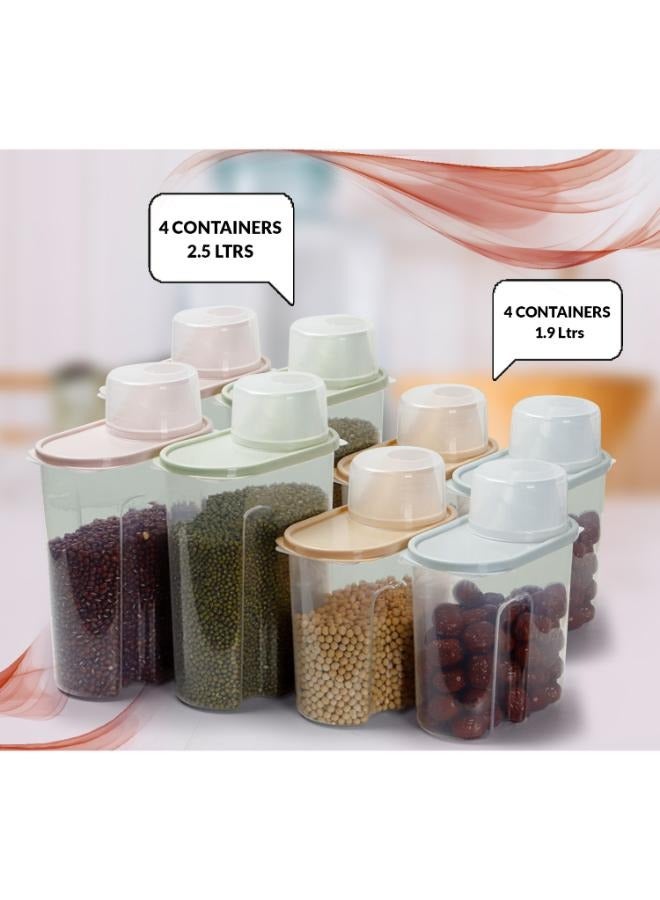Eoptify مجموعة حاويات حبوب 8 قطع حاوية تخزين محكمة الإغلاق، صندوق منظم خالي من التسرب لتخزين الطعام للمطبخ، صندوق تخزين 2.5 لتر و 1.9 لتر، موزع طعام بلاستيكي خالي من BPA للأرز - Image 5