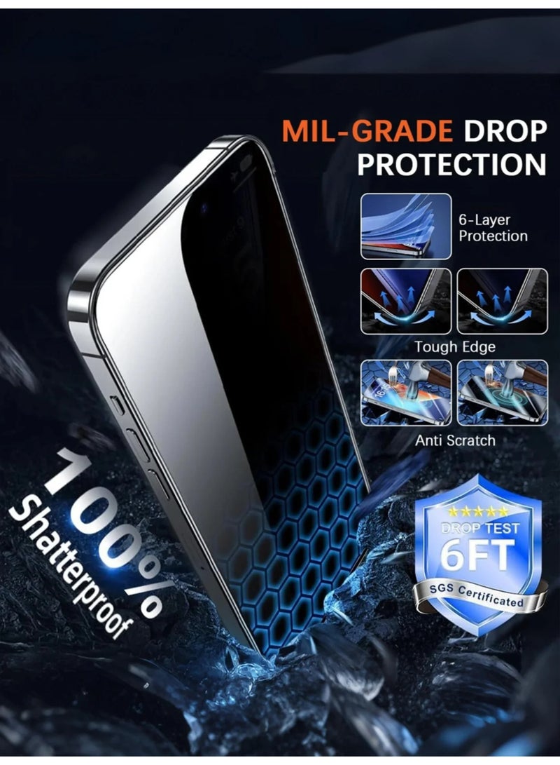 [2Pack] for iPhone 15 Pro Max Privacy Screen Protector , 9H+ Anti-Spy Tempered Glass Film for iPhone 15 Pro Max Screen Protector Privacy  - Image 4